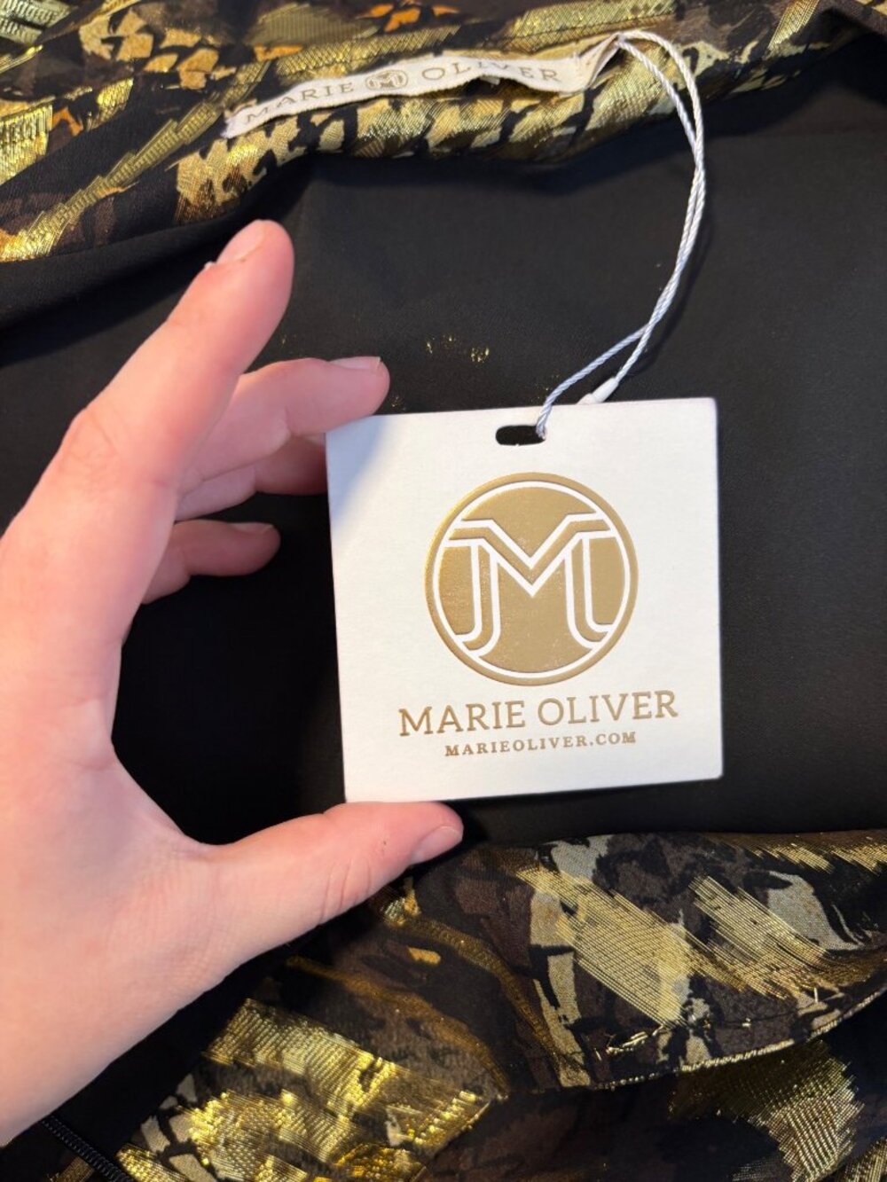 NEW $578 Marie Oliver Farrow Luxe Silk Metallic One-Shoulder Kaftan Maxi Dress - Picture 10 of 16